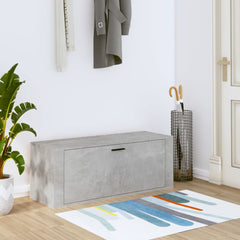 Concrete Grey Wall Shoe Cabinet - 2-Compartment Storage - 100cm