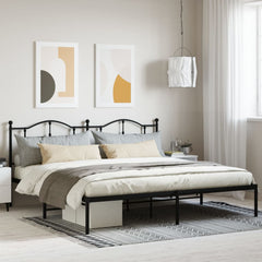 Black Metal Bed Frame with Headboard | Underbed Storage | 200x200cm