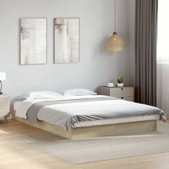 Sonoma Oak Bed Frame - Engineered Wood & Plywood Slats - 140x200cm