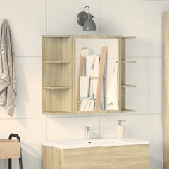 Sonoma Oak Bathroom Mirror Cabinet | 8-Compartment Storage | 80cm
