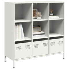 White Steel Highboard | 6-Compartment & 3-Drawer Storage | 103.5cm