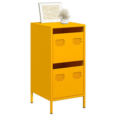 Mustard Yellow Steel Sideboard | 2-Drawer Storage Cabinet | 73.5cm