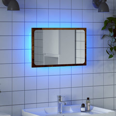 Old Wood Bathroom Mirror with LED Light | Wall Mounted | 60cm