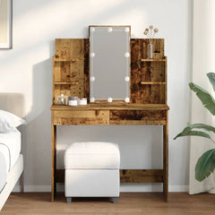 Dressing Table with LED Lights - Old Wood - 96x40x142 cm