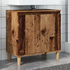 Old Wood Sink Cabinet | 2-Door Bathroom Vanity Unit | 58cm