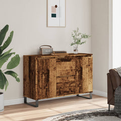 Old Wood Sideboard | Engineered Wood Storage Cabinet with Iron Legs | 104cm