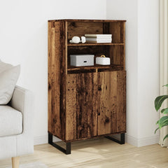 Old Wood Highboard | 6-Compartment Storage Cabinet | 110cm