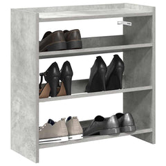 Concrete Grey Shoe Rack - Engineered Wood Storage - 60cm
