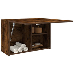 Smoked Oak Bathroom Wall Cabinet - Floating Storage Unit - 60cm