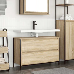Sonoma Oak Bathroom Basin Cabinet - Drawer & Storage - 90cm