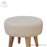 Small Footstool - Pouffe with 100% Cotton Upholstery - Solid Wood Legs - Petalwood Interiors