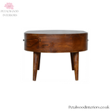 Solid Wood - Coffee Table - Dark Wood Finish - 40cm Height - Wooden Legs - Single Drawer Storage - Petalwood Interiors