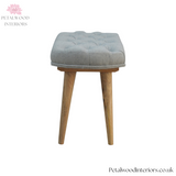 Solid Wood - Grey Tweed Bench - Mid-Century Style Legs | Versatile Seating - Petalwood Interiors