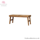 Wooden Bench with Rattan Seating - Light Solid Wood - 40cm Height - Petalwood Interiors