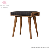 Solid Wood - Footstool with 100% Tweed Upholstery - Petalwood Interiors