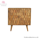Solid Wood - Cabinet with 2 Shelves - Modern Patterned Front | Vintage Design - Petalwood Interiors