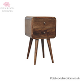 Mini Curved Bedside Table - Solid Wood - 2 Drawers - 55cm Height | Traditional Style - Petalwood Interiors