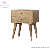 Bedside Table Solid Wood - 2 Drawers - Natural Finish | Traditional Design - Petalwood Interiors