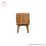 Mini Solid Wood Tv Stand - Oak Finish - 2 Drawers - Wooden Legs - 45cm Height - Petalwood Interiors