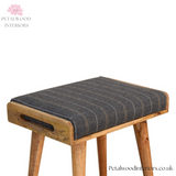 Solid Wood - Footstool with 100% Tweed Upholstery - Petalwood Interiors
