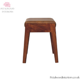 Solid Wood - Footstool with 100% Leather - Petalwood Interiors