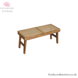 Wooden Bench with Rattan Seating - Light Solid Wood - 40cm Height - Petalwood Interiors