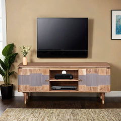 Solid Acacia Wood TV Unit - Berkley Media Storage - 145cm