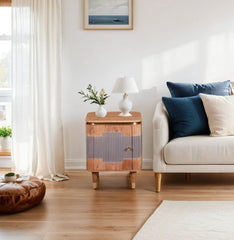 Solid Acacia Wood Bedside Table - Berkley Natural Grain - 50cm