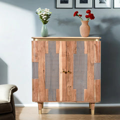 Acacia Wood Sideboard - Berkley 2-Door Storage - 80cm