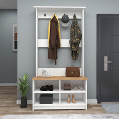 Melamine Particleboard Hallway Coat Rack - Napoli Bench, Hooks & Shoe Storage