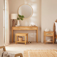 Solid Wood Rattan Dressing Table - Bali - 2 Drawers - 120cm Wide