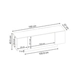 Engineered Wood TV Unit - Victor Modern 150cm, Closed Storage & Oak-Effect Panel