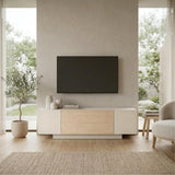 Engineered Wood TV Unit - Victor Modern 150cm, Closed Storage & Oak-Effect Panel