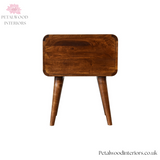 Bedside Table Solid Wood - 2 Drawers - Dark Brown Finish | Traditional Style - Petalwood Interiors