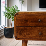 Bedside Table Solid Wood - 2 Drawers - Dark Brown Finish - Traditional Style - Timeless Design - Petalwood Interiors