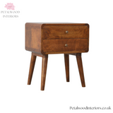 Bedside Table Solid Wood - 2 Drawers - Dark Brown Finish | Traditional Style - Petalwood Interiors