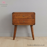 Bedside Table Solid Wood - 2 Drawers - Dark Brown Finish - Traditional Style - Timeless Design - Petalwood Interiors