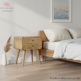Bedside Table Solid Wood - 2 Drawers - Natural Finish - Traditional Design - Timesless Desingn - Petalwood Interiors - Side