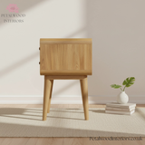 Bedside Table Solid Wood - 2 Drawers - Natural Finish - Traditional Design - Timesless Desingn - Petalwood Interiors