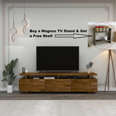 Solid Pine TV Stand - Magnus Handmade 3-Cabinet Storage - Fits TVs Up To 76"