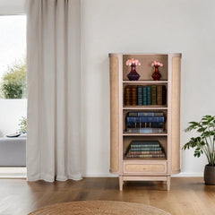 Mango Wood & Cane Bookcase - Chester Tall Storage - 165cm