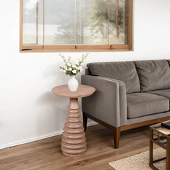 Mango Wood Side Table - Chester Pedestal Design - 35cm