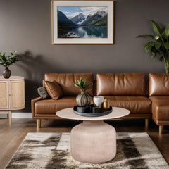Mango Wood Coffee Table - Chester Round Hand-Carved Design