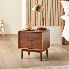 Solid Wood Bedside Table - Wright Walnut - 2-Year Warranty