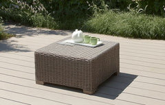 Taupe Rattan Coffee Table - Keter California Square Design - 68cm