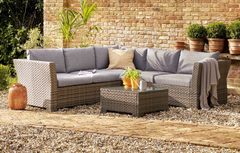 Grey Rattan Garden Sofa Set - Chesterton 5-Seater Corner Lounge Set