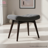 Curved Bench - Grey Cotton Velvet Upholstery - Dark Solid Wood - Timeless Design - Petalwood Interiors- Side