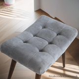 Curved Bench - Grey Cotton Velvet Upholstery - Dark Solid Wood - Timeless Design - Petalwood Interiors
