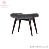 Curved Bench - Grey Cotton Velvet Upholstery - Dark Solid Wood - Timeless Design - Petalwood Interiors- Side
