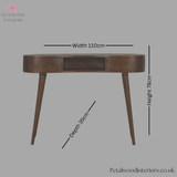 Curved Dark Brown Solid Wood Console Table - 2 Drawers - Vintage Style - Timeless Design - Petalwood Interiors 